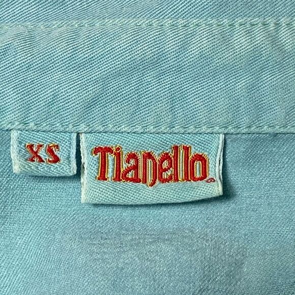 TIANELLO TENCEL™ "Suzy"  Button Front Pastel Teal Blouse Women's Size XS - Picture 6 of 16